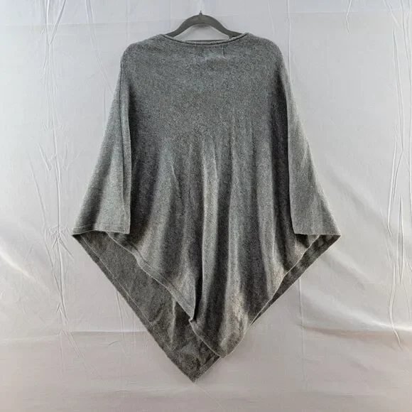 Rachel Zoe 2 Ply Gray 100% Cashmere Poncho Sweater Fits All Women's One Size - Picture 2 of 6